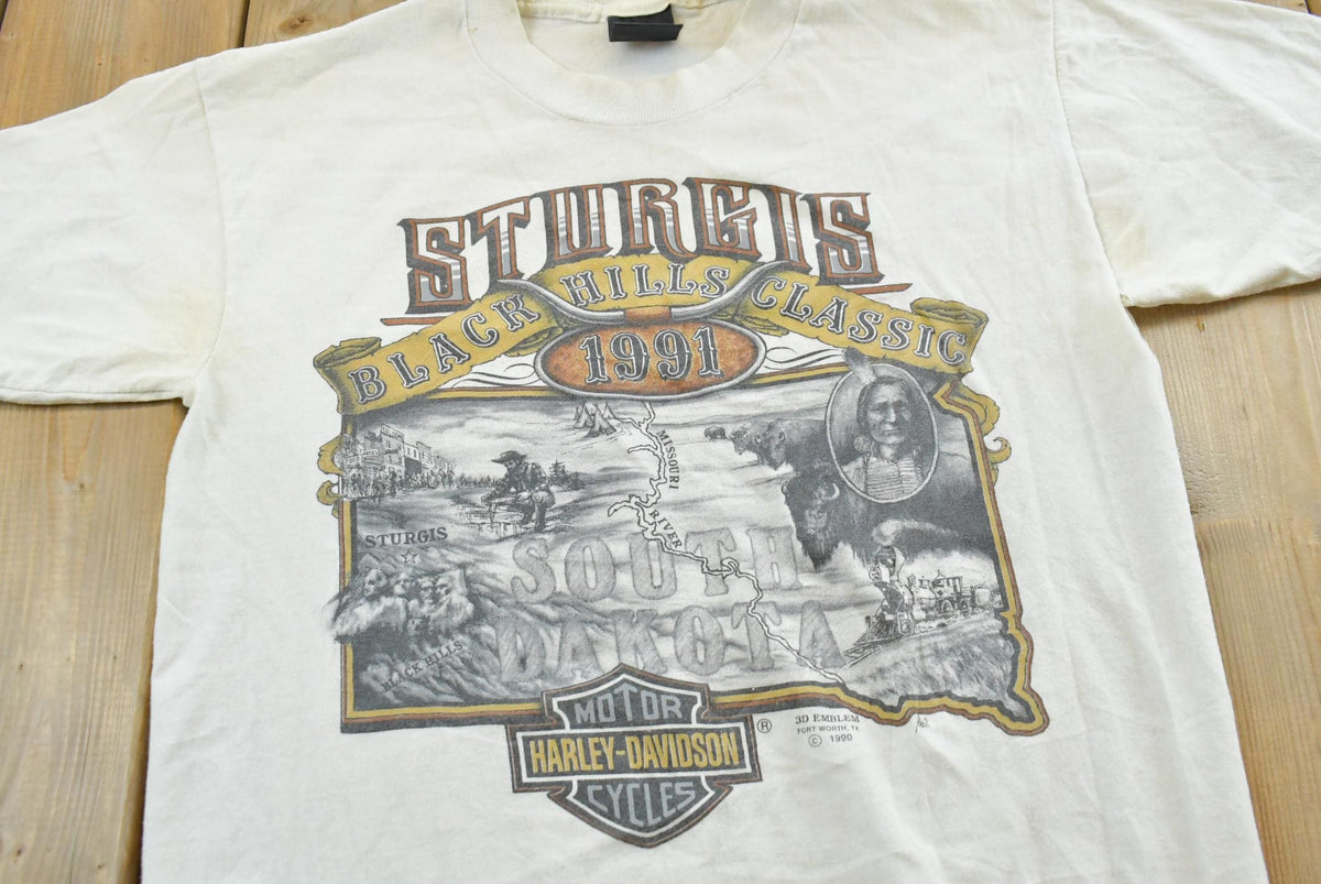 Vintage 1991 3D Emblem Sturgis Black Hills Rally Harley-Davidson Motorcycles T-Shirt Mens S from propervintagecanada
