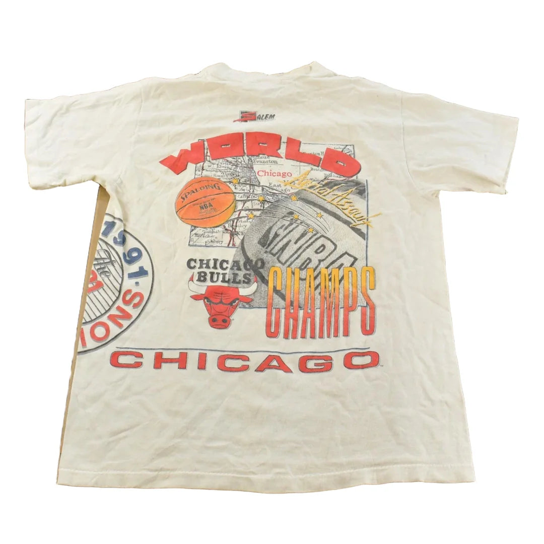 Vintage 1991 Chicago Bulls NBA Champs Salem Sportswear Graphic T-Shirt Men's Large from propervintagecanada