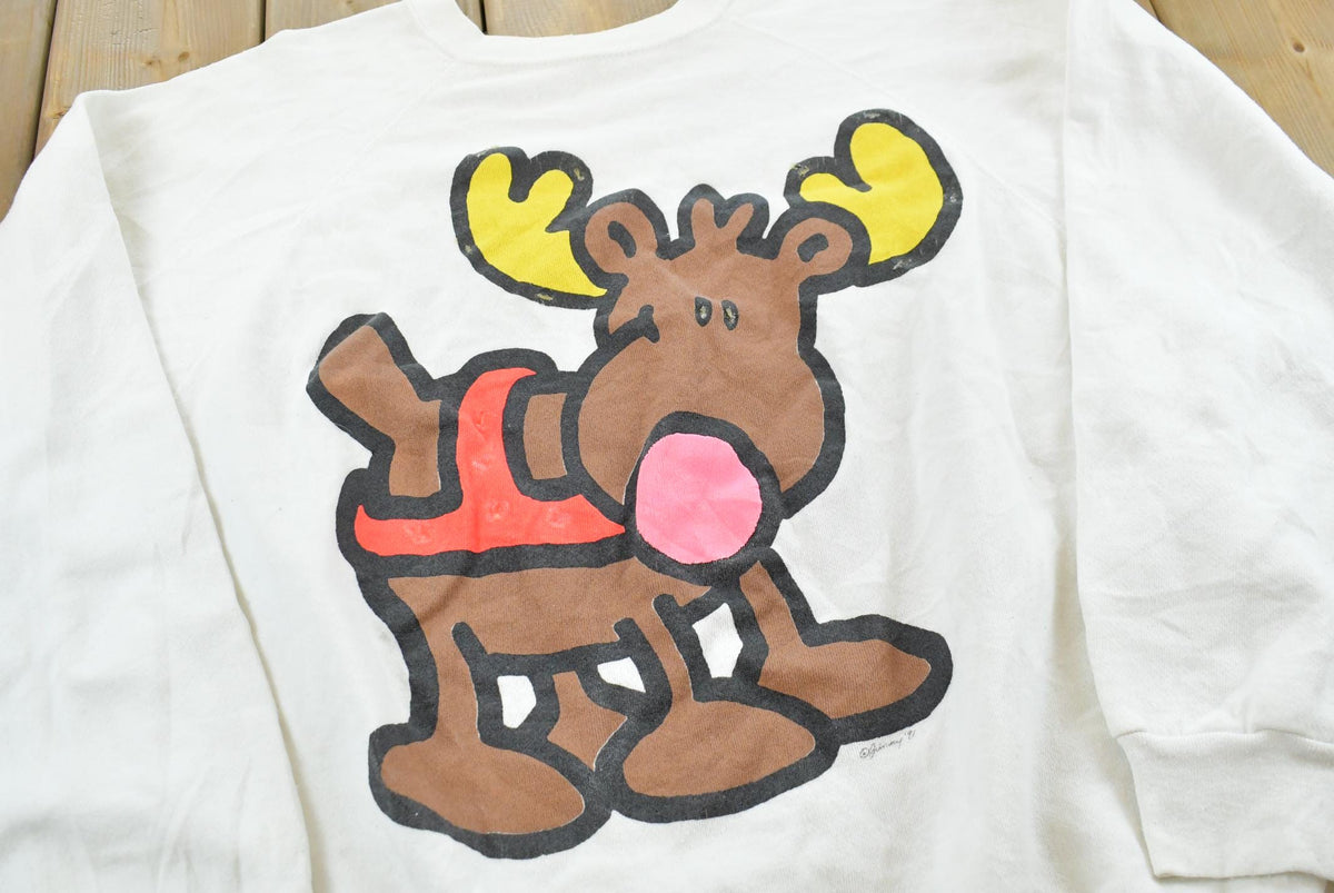 Vintage 1991 Christmas Cute Reindeer Crewneck Sweatshirt Men's XL from propervintagecanada