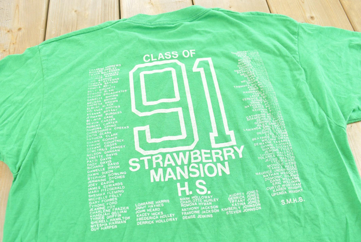 Vintage 1991 Class of 91 Strawberry Mansion High School T-Shirt Men's L from propervintagecanada