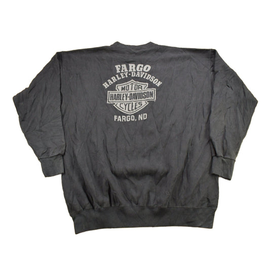 Vintage 1991 Fargo Harley Davidson North Dakota Wolf Theme Crewneck Sweater Men's 2XL from propervintagecanada