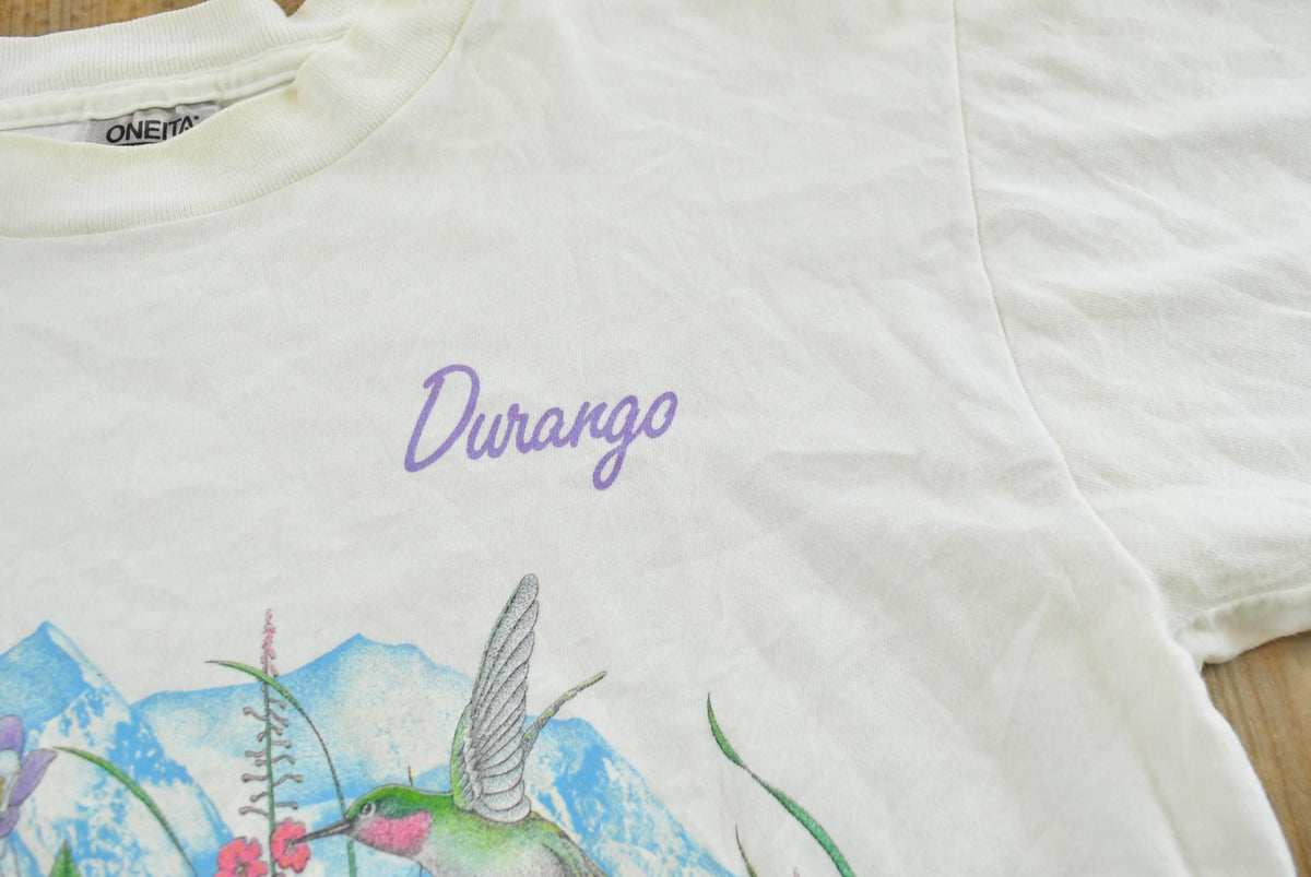 Vintage 1991 Habitat Durango Butterfly Garden Wraparound Graphic T-Shirt Men's M from propervintagecanada