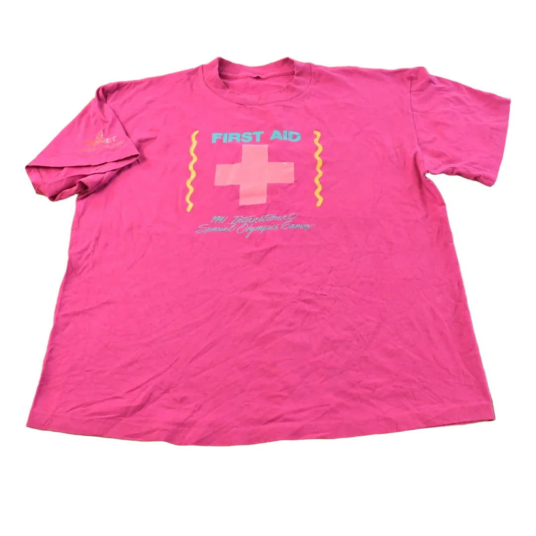 Vintage 1991 International Special Olympics First Aid T-Shirt Men's L from propervintagecanada