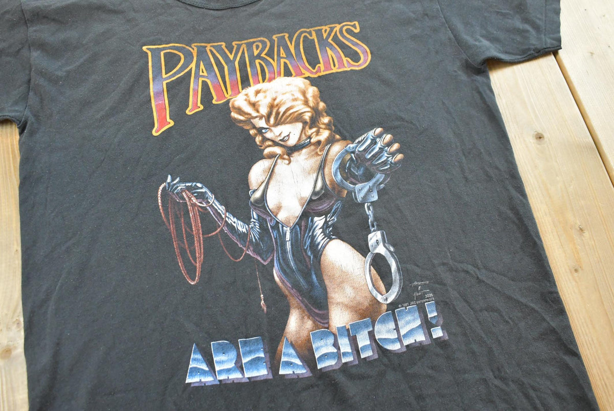 Vintage 1991 JRS Payback Bondage Biker T-Shirt Men's M from propervintagecanada