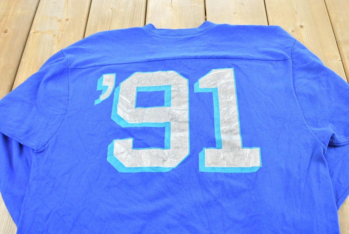 Vintage 1991 K.T. Three Quarter Sleeve Football T-Shirt Mens M from propervintagecanada