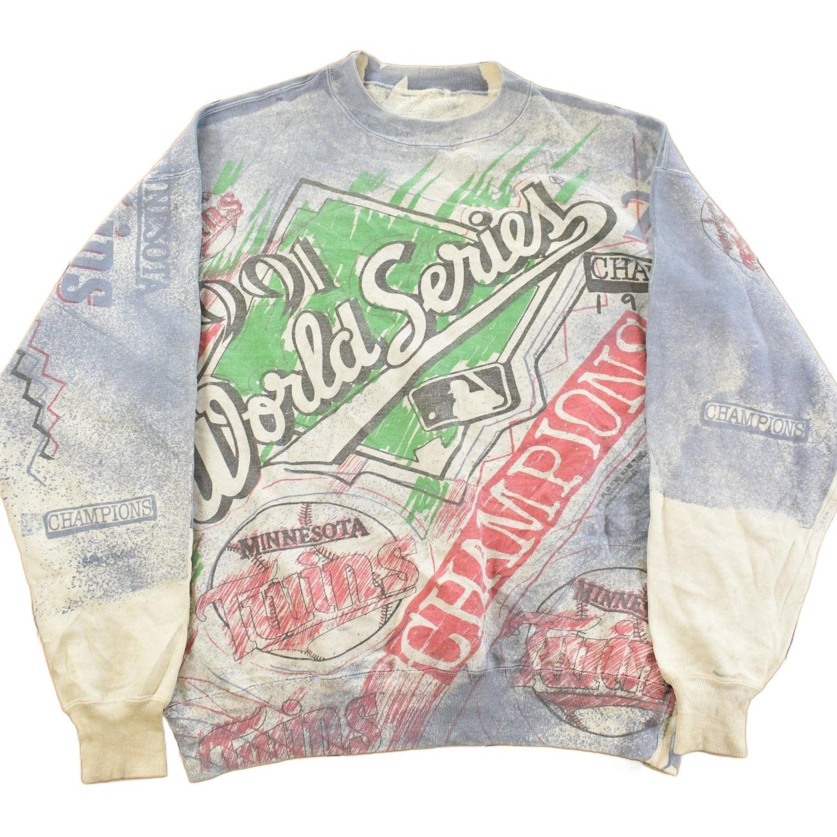 Vintage 1991 Minnesota Twins All Over Print MLB Crewneck Sweatshirt Men's Large from propervintagecanada