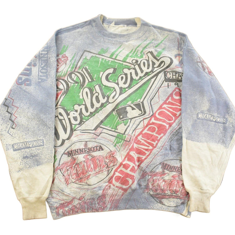 Vintage 1991 Minnesota Twins All Over Print MLB Crewneck Sweatshirt Men's Large from propervintagecanada