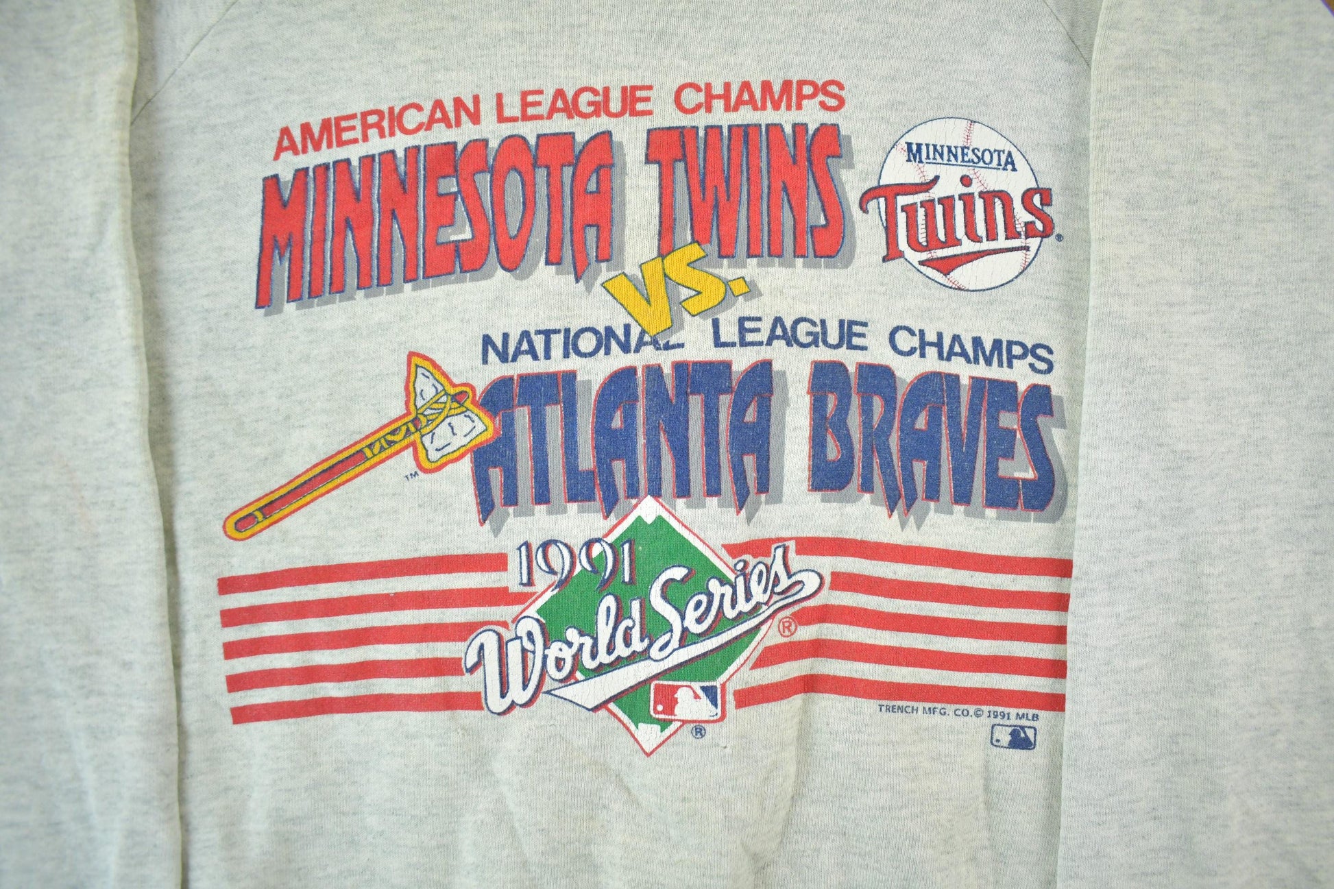 Vintage 1991 Minnesota Twins Atlanta Braves MLB Crewneck Sweatshirt Men's Large from propervintagecanada