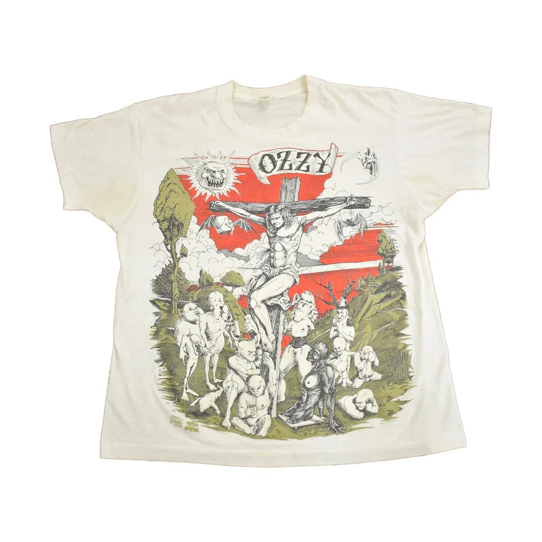Vintage 1991 Ozzy Osbourne Cross Graphic T-Shirt Men's Medium from propervintagecanada