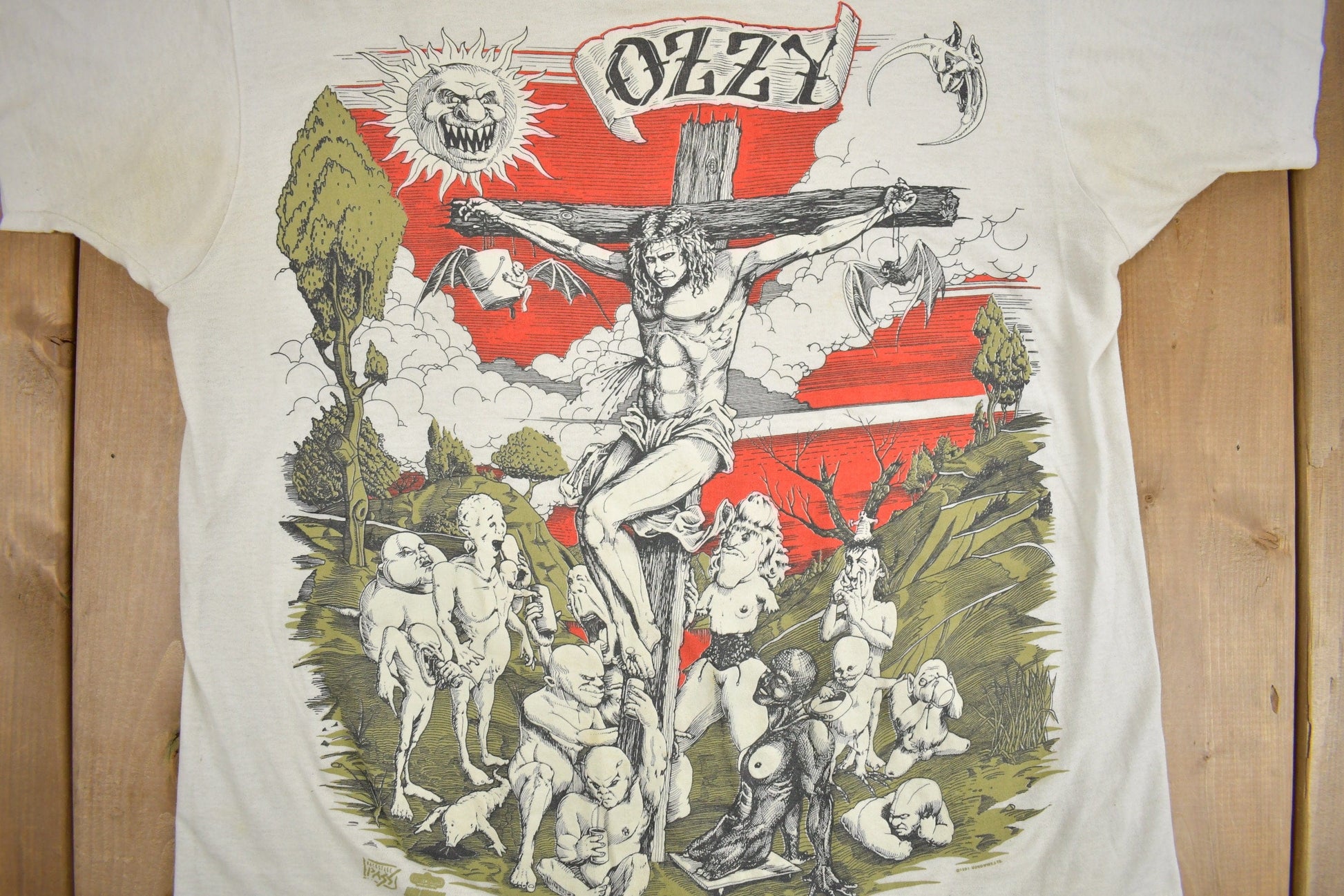 Vintage 1991 Ozzy Osbourne Cross Graphic T-Shirt Men's Medium from propervintagecanada