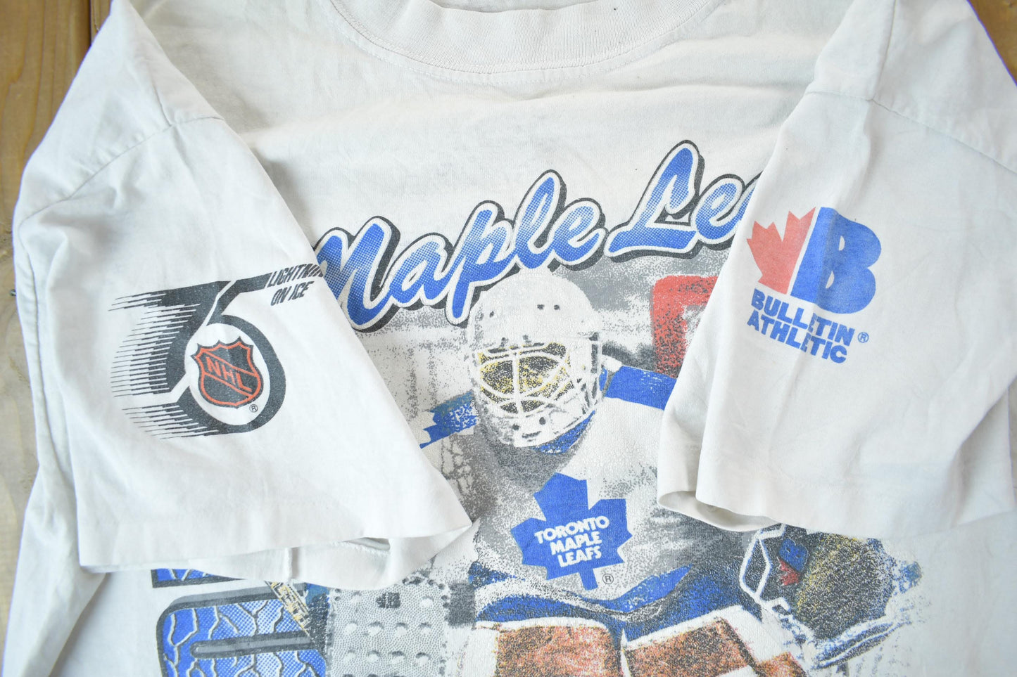 Vintage 1991 Toronto Maple Leafs NHL All Over Print Graphic T-Shirt Men's XL from propervintagecanada