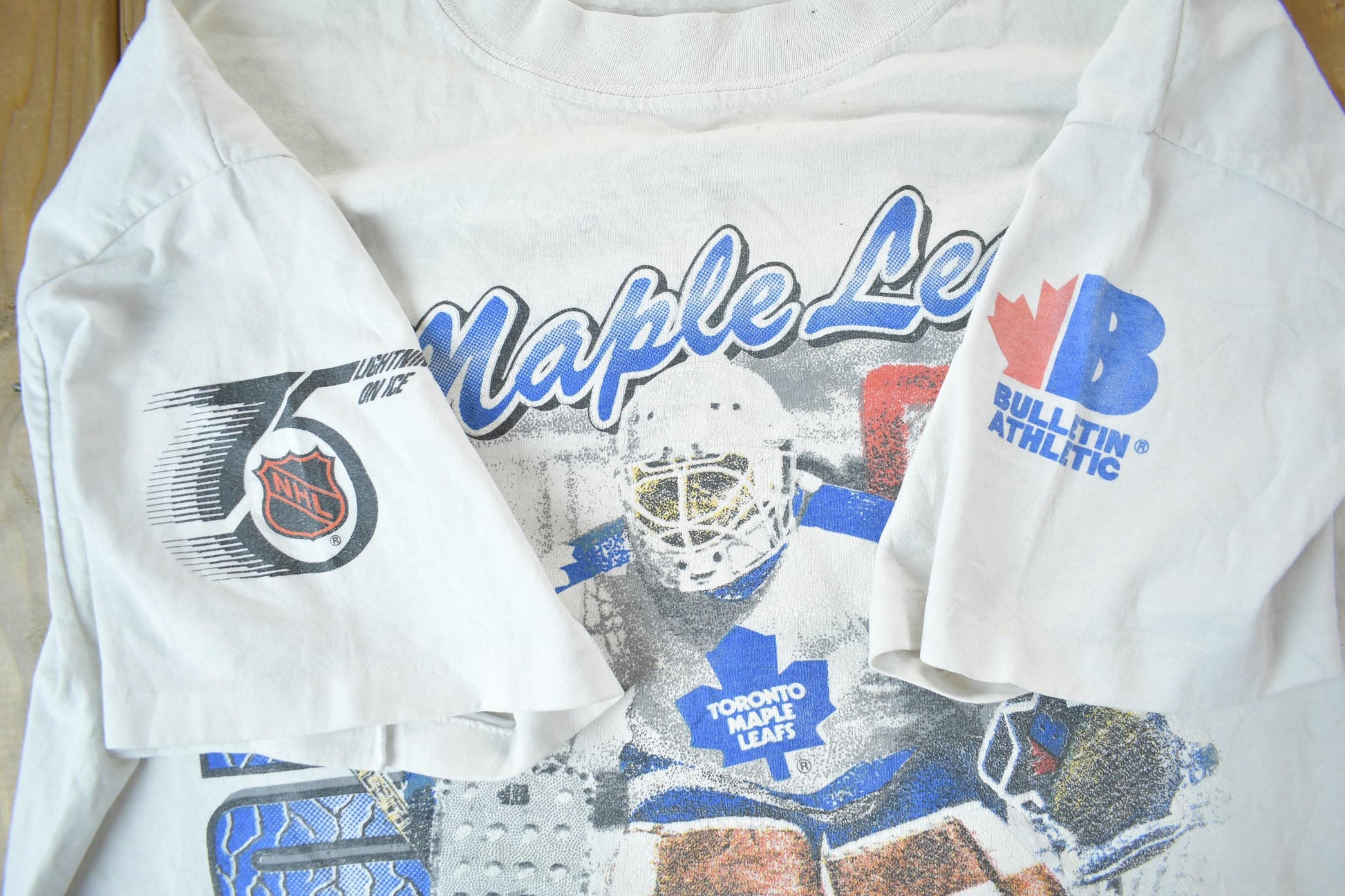 Vintage 1991 Toronto Maple Leafs NHL All Over Print Graphic T-Shirt Men's XL from propervintagecanada