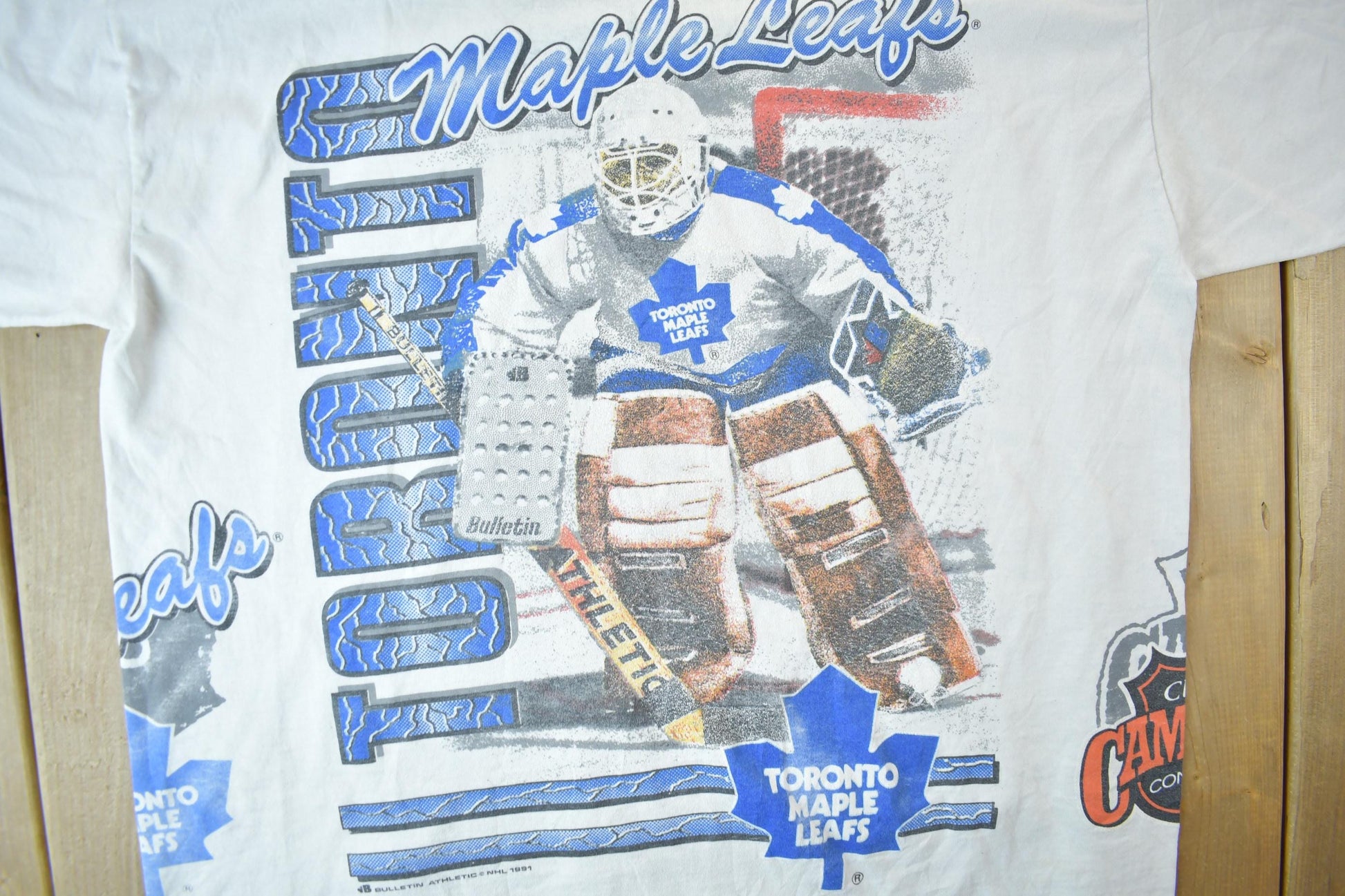Vintage 1991 Toronto Maple Leafs NHL All Over Print Graphic T-Shirt Men's XL from propervintagecanada