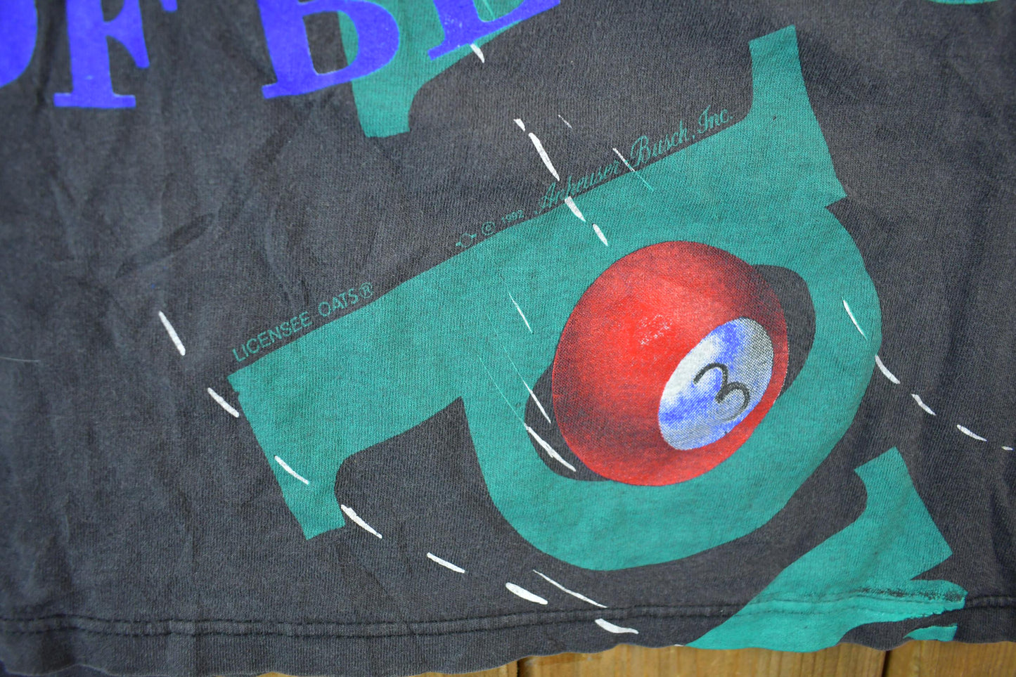 Vintage 1992 Budweiser Billiards Pool All Over Print Graphic T-Shirt Men's Large from propervintagecanada