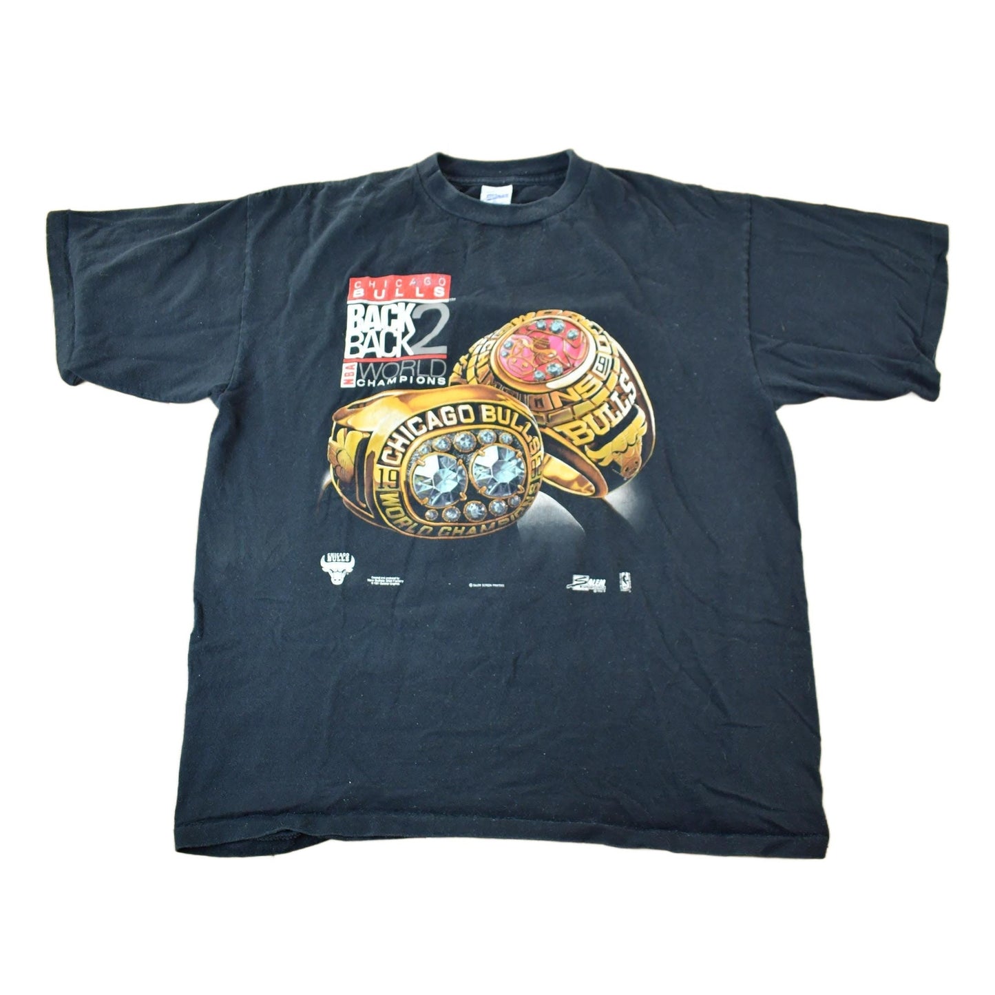 Vintage 1992 Chicago Bulls NBA World Champions Graphic T-Shirt / Back to Back / Streetwear / Salem Sportswear / Single Stitch / Made In USA from propervintagecanada