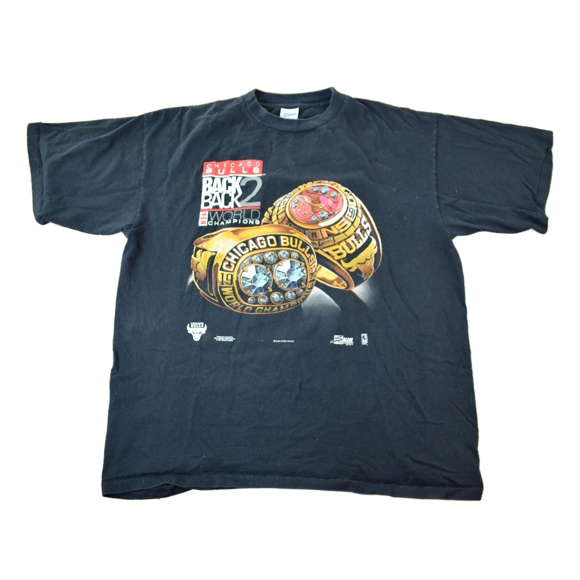 Vintage 1992 Chicago Bulls NBA World Champions Graphic T-Shirt / Back to Back / Streetwear / Salem Sportswear / Single Stitch / Made In USA from propervintagecanada