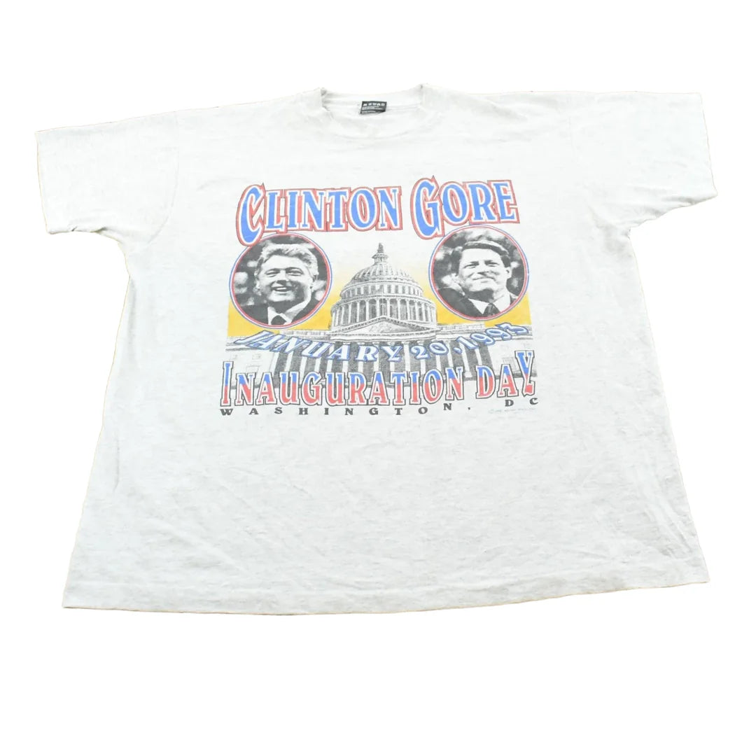 Vintage 1992 Clinton Gore Inauguration Day US President Graphic T Shirt Mens XL from propervintagecanada