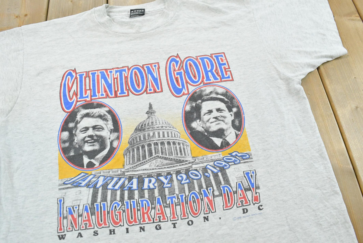 Vintage 1992 Clinton Gore Inauguration Day US President Graphic T Shirt Mens XL from propervintagecanada