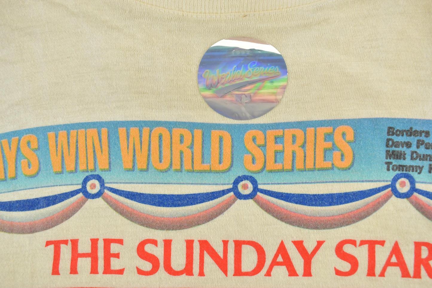 Vintage 1992 Deadstock Toronto Blue Jays World Series Sunday Star MLB Souvenir T-Shirt Men's XL from propervintagecanada
