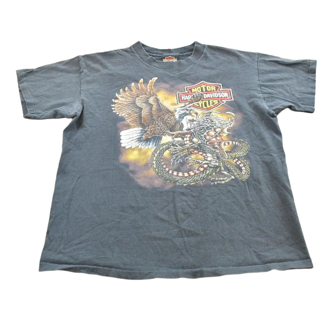 Vintage 1992 Eagle vs Dragon Harley Davidson Sarasota Florida T-Shirt Mens M from propervintagecanada