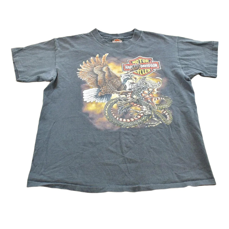 Vintage 1992 Eagle vs Dragon Harley Davidson Sarasota Florida T-Shirt Mens M from propervintagecanada