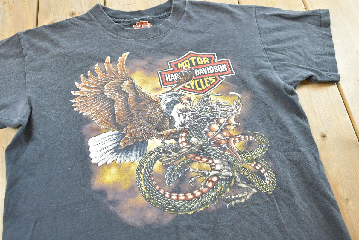 Vintage 1992 Eagle vs Dragon Harley Davidson Sarasota Florida T-Shirt Mens M from propervintagecanada