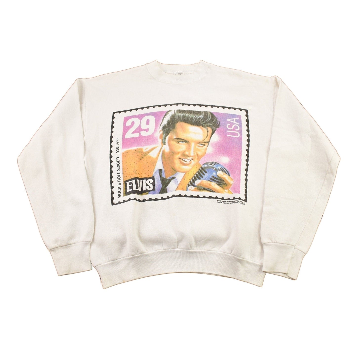 Vintage 1992 Elvis Presley Post Stamp Graphic Crewneck Sweatshirt from propervintagecanada