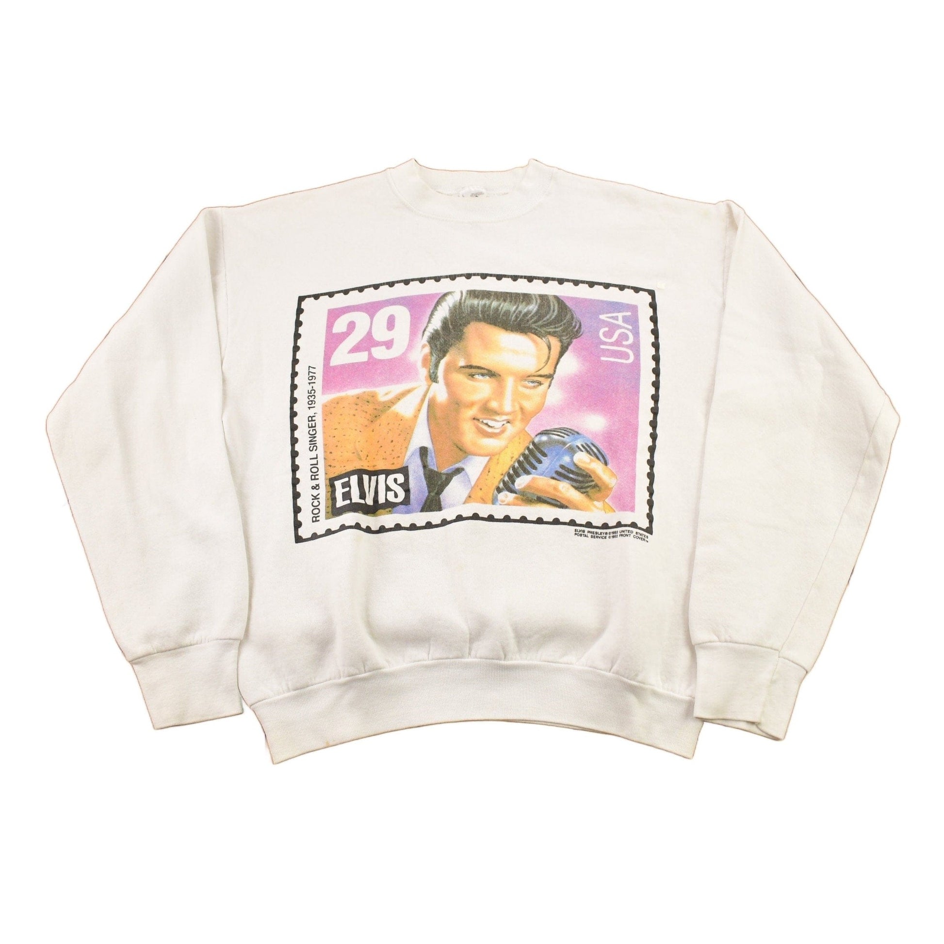 Vintage 1992 Elvis Presley Post Stamp Graphic Crewneck Sweatshirt from propervintagecanada
