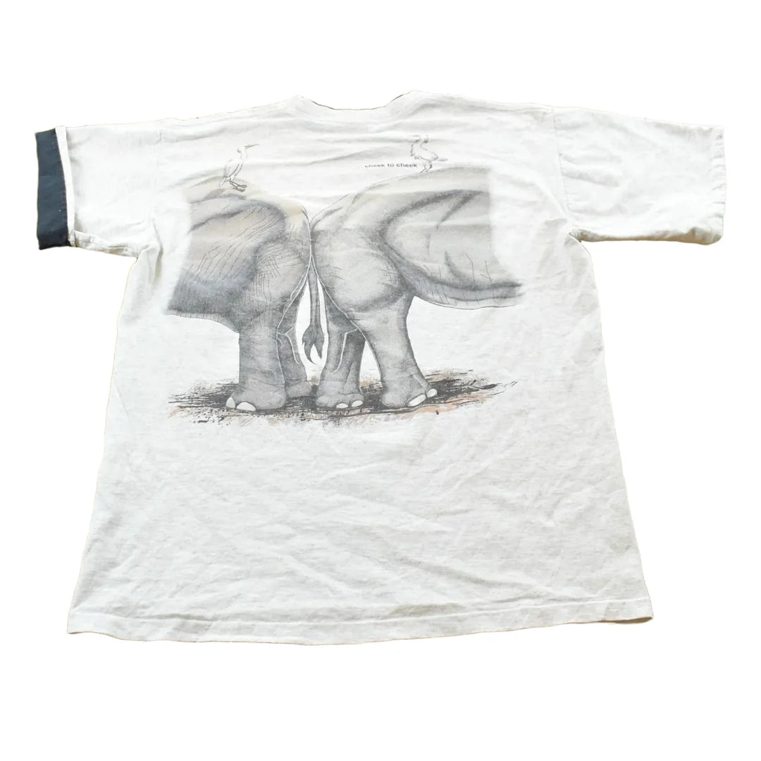 Vintage 1992 Harlequin Elephants Asia Africa Animal T-Shirt Mens L from propervintagecanada