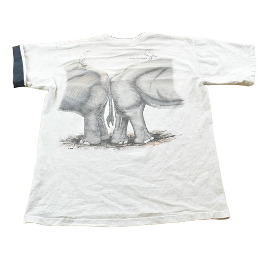 Vintage 1992 Harlequin Elephants Asia Africa Animal T-Shirt Mens L from propervintagecanada