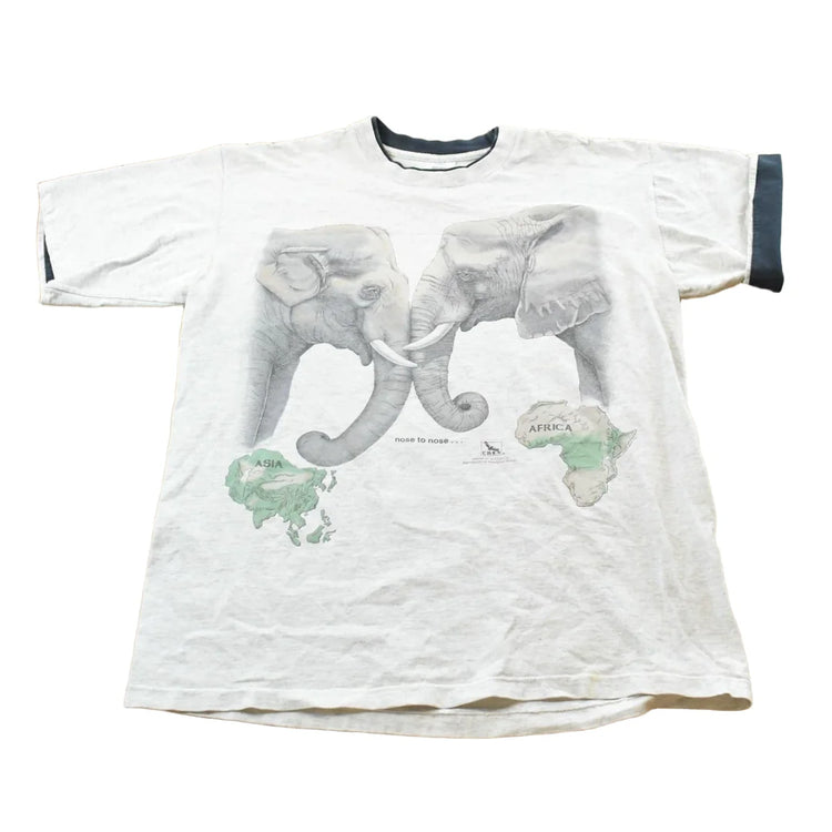 Vintage 1992 Harlequin Elephants Asia Africa Animal T-Shirt Mens L from propervintagecanada