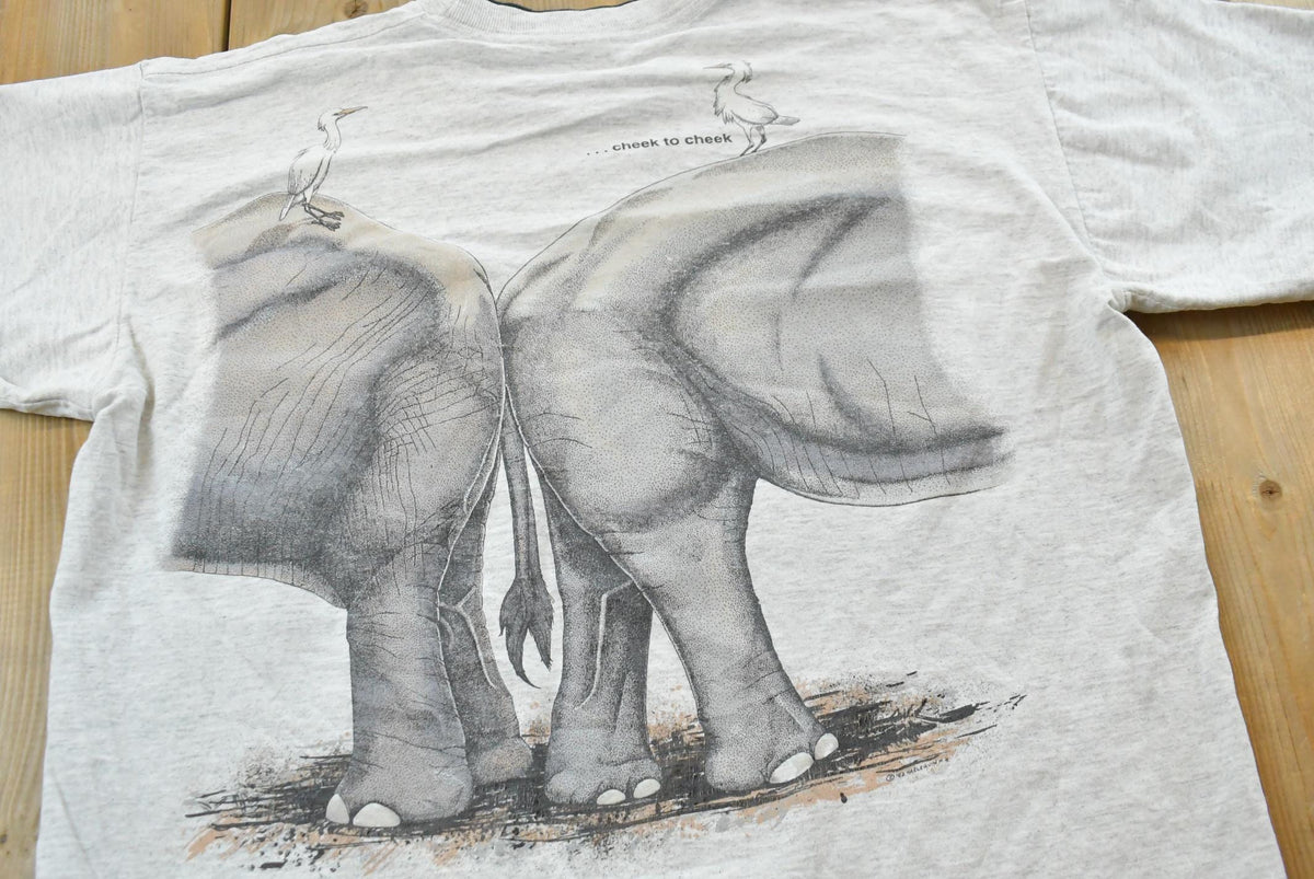 Vintage 1992 Harlequin Elephants Asia Africa Animal T-Shirt Mens L from propervintagecanada