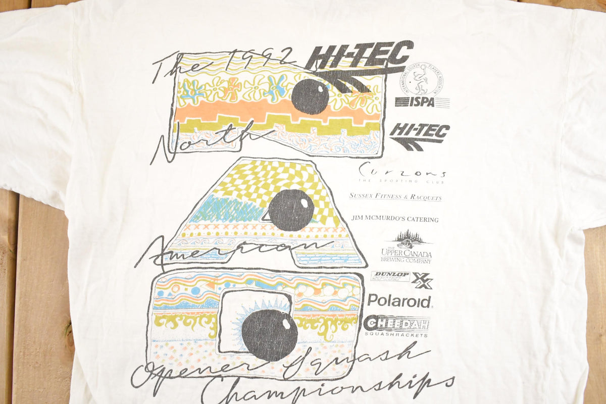 Vintage 1992 Hi Tec Squash Souvenir Travel T-Shirt Mens L from propervintagecanada
