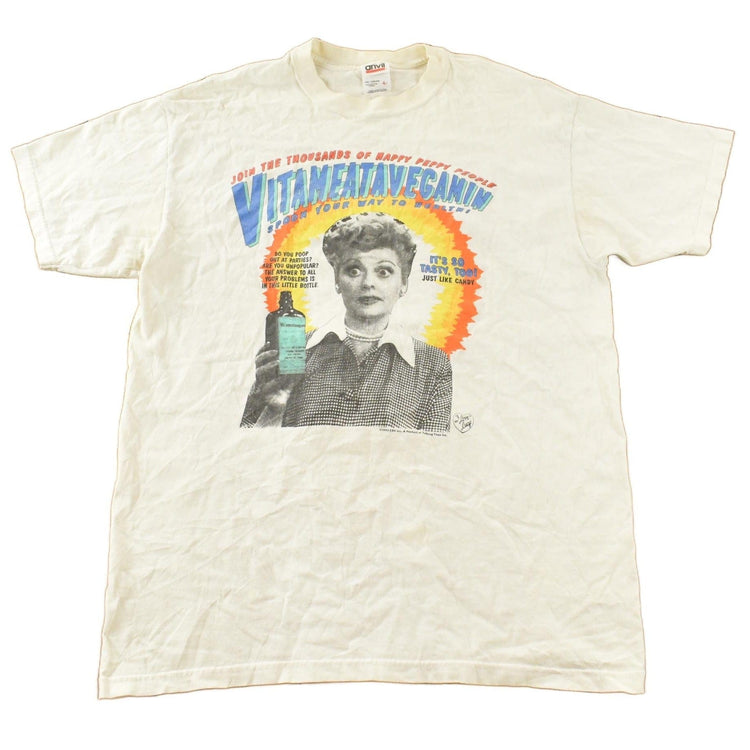 Vintage 1992 I Love Lucy Vitameataveganin Graphic T Shirt Men's Large from propervintagecanada