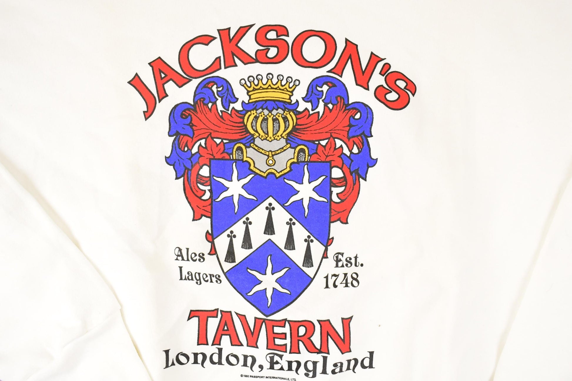 Vintage 1992 Jackson's Tavern London England Graphic Print Crewneck Sweatshirt Mens XL from propervintagecanada