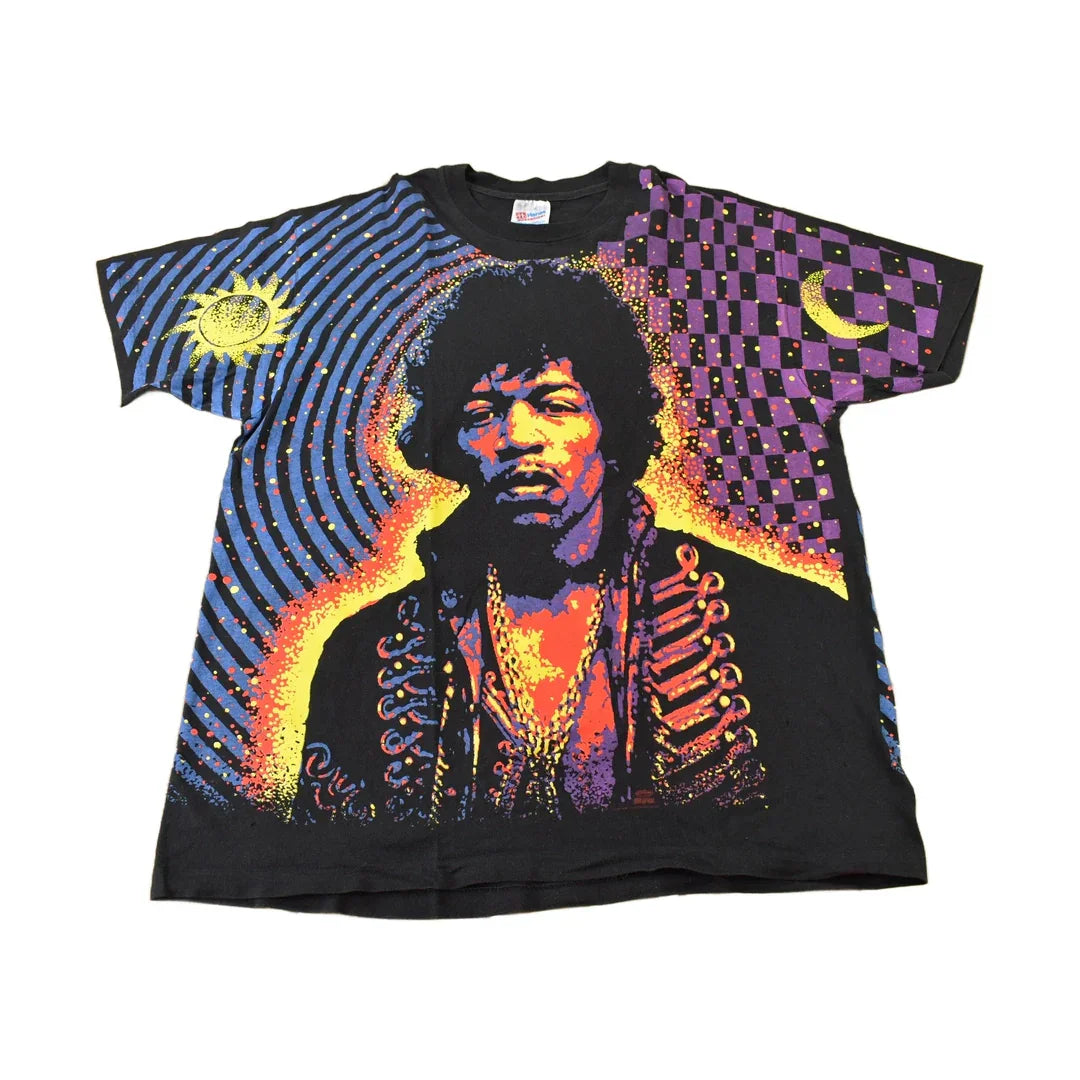 Vintage 1992 Jimi Hendrix Are You Experienced? All Over Print Single Stitch Band T-Shirt from propervintagecanada
