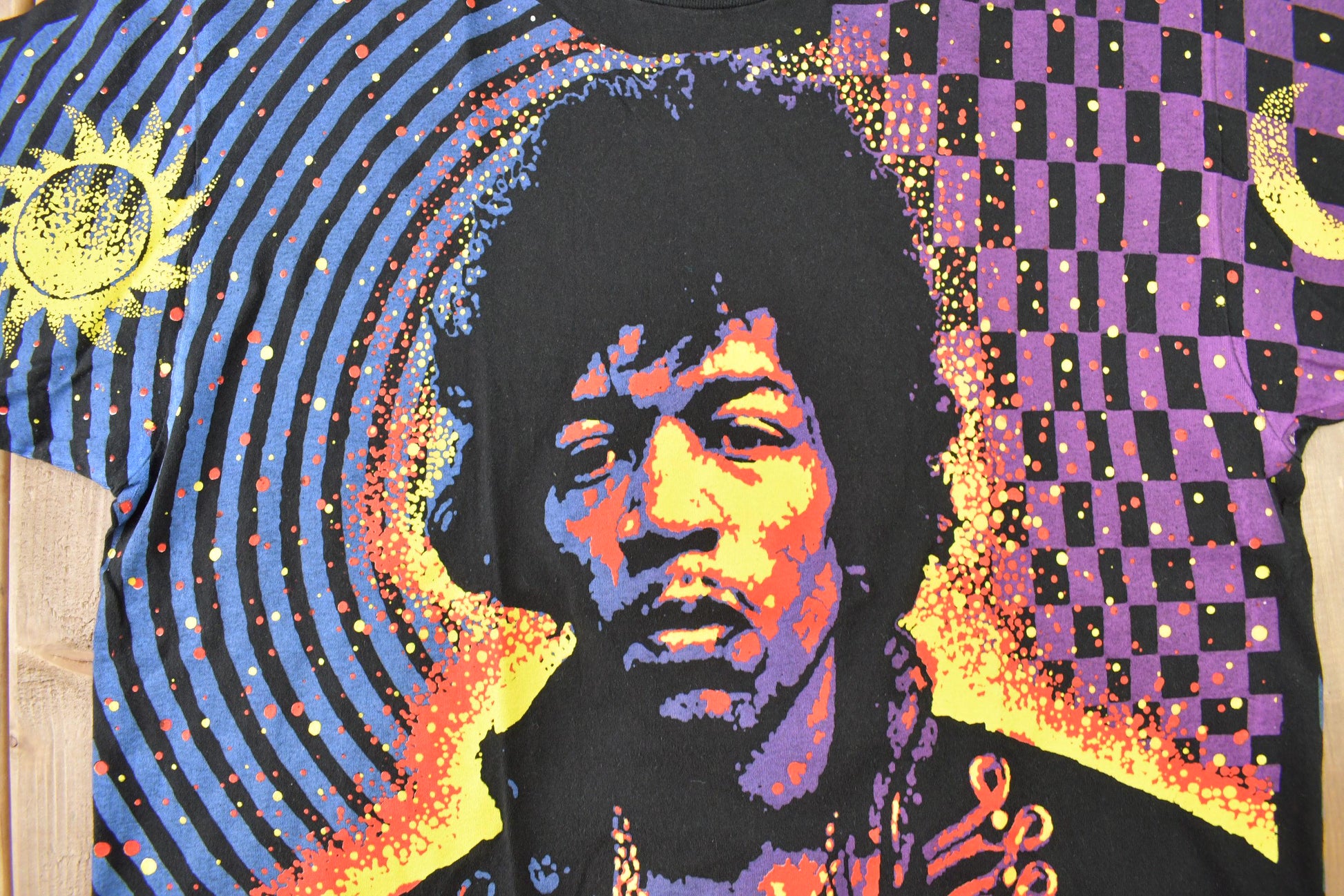 Vintage 1992 Jimi Hendrix Are You Experienced? All Over Print Single Stitch Band T-Shirt from propervintagecanada