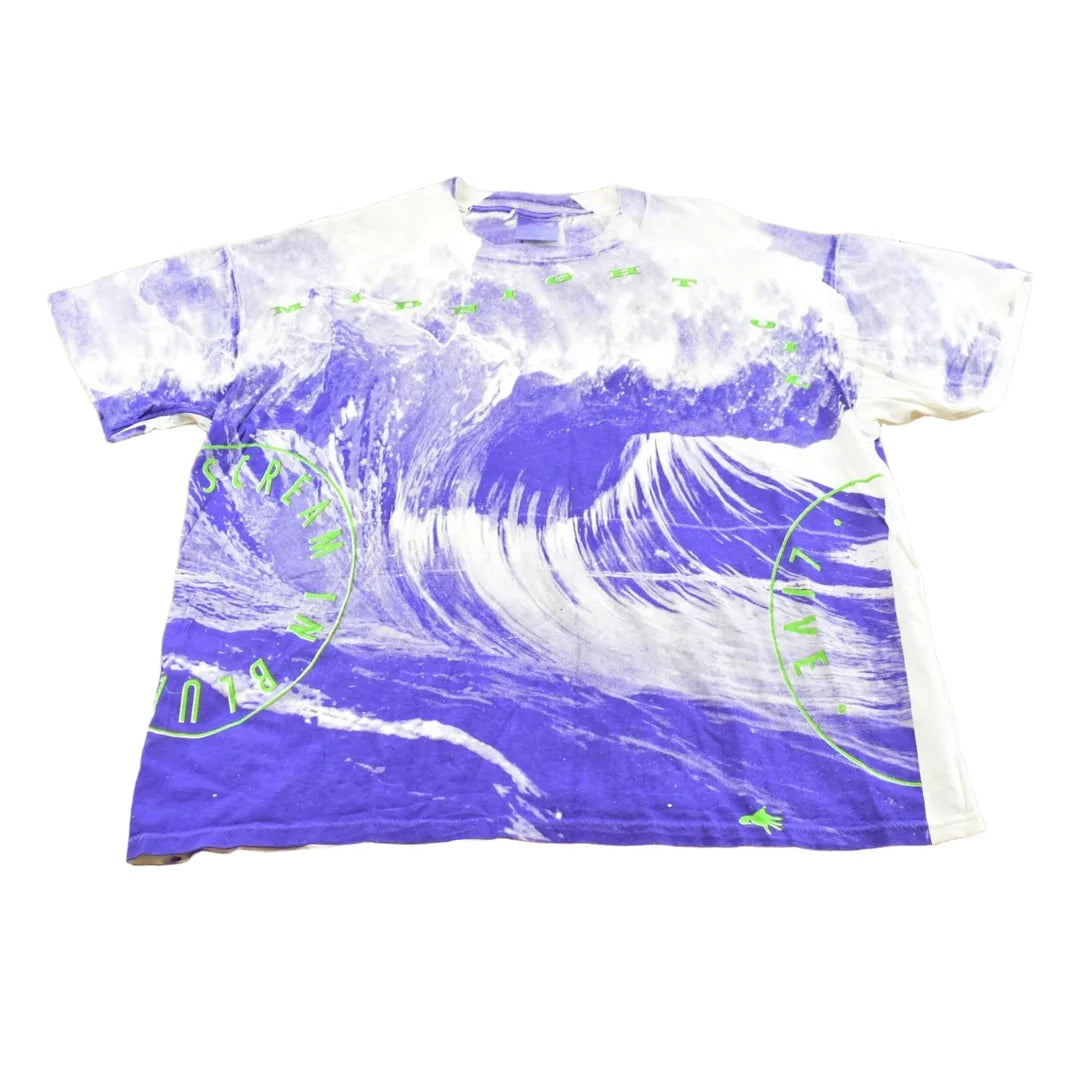 Vintage 1992 Midnight Oil Scream in Blue All Over Print Surf Concert T-Shirt Men's L from propervintagecanada