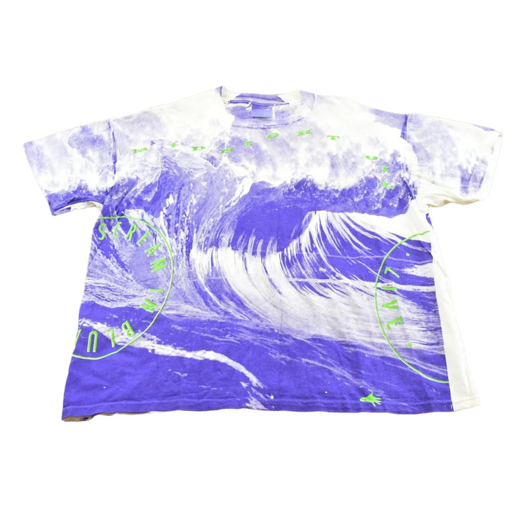 Vintage 1992 Midnight Oil Scream in Blue All Over Print Surf Concert T-Shirt Men's L from propervintagecanada