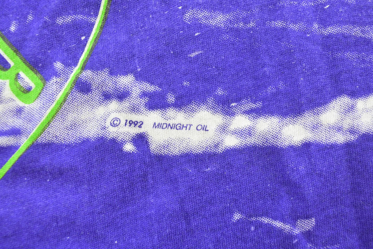 Vintage 1992 Midnight Oil Scream in Blue All Over Print Surf Concert T-Shirt Men's L from propervintagecanada