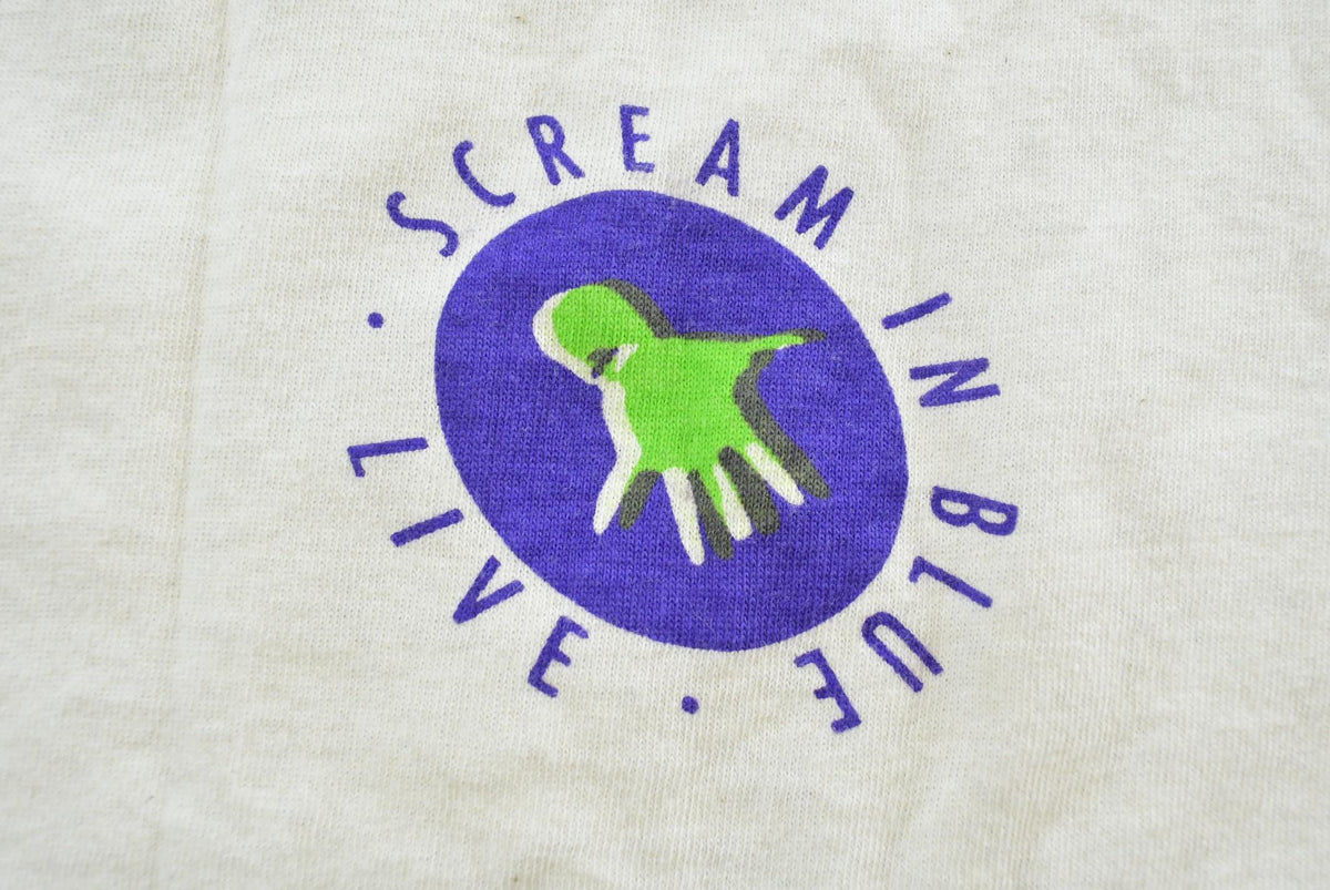 Vintage 1992 Midnight Oil Scream in Blue All Over Print Surf Concert T-Shirt Men's L from propervintagecanada