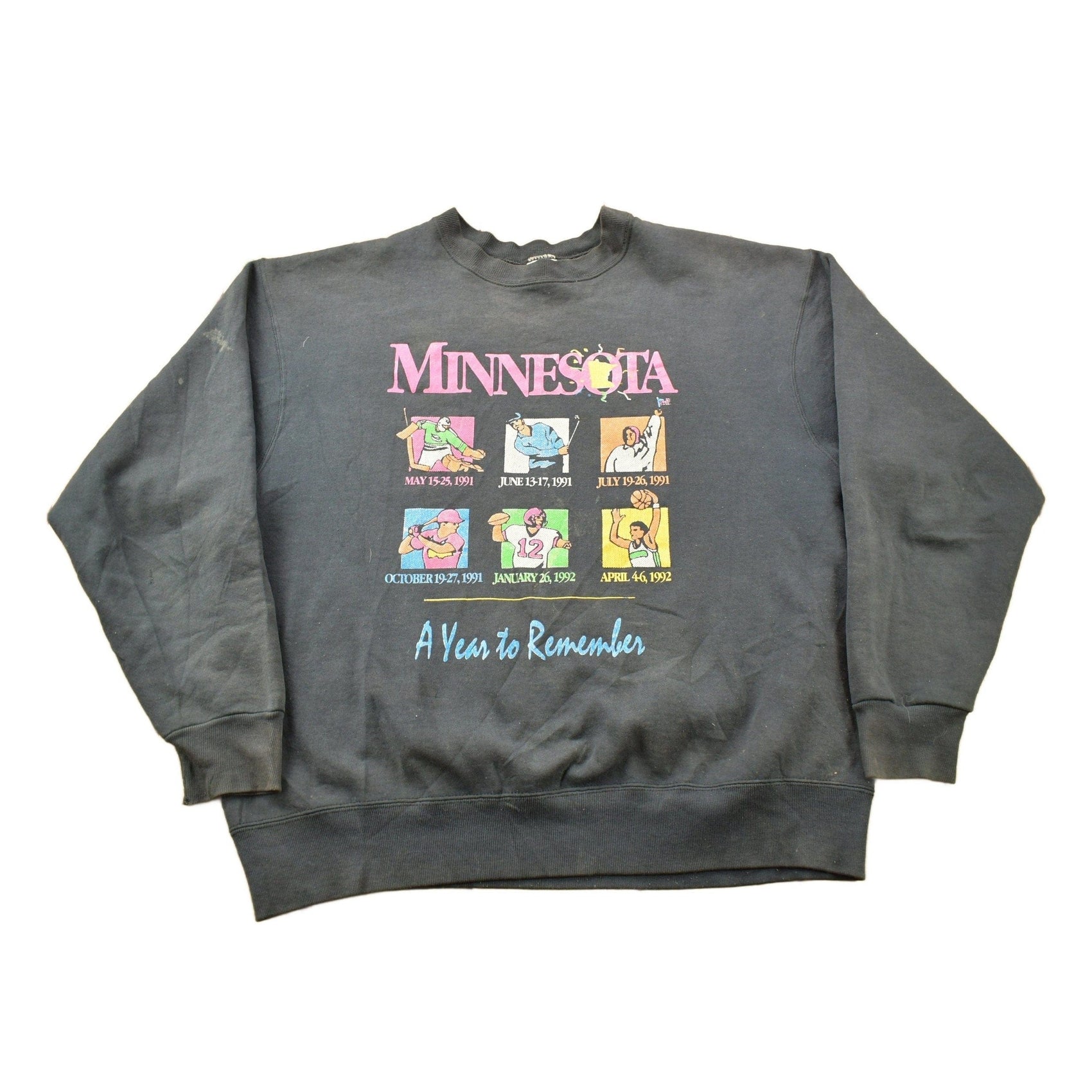 Vintage 1992 Minnesota A Year To Remember Sports Theme Crewneck Sweatshirt Men's XL from propervintagecanada