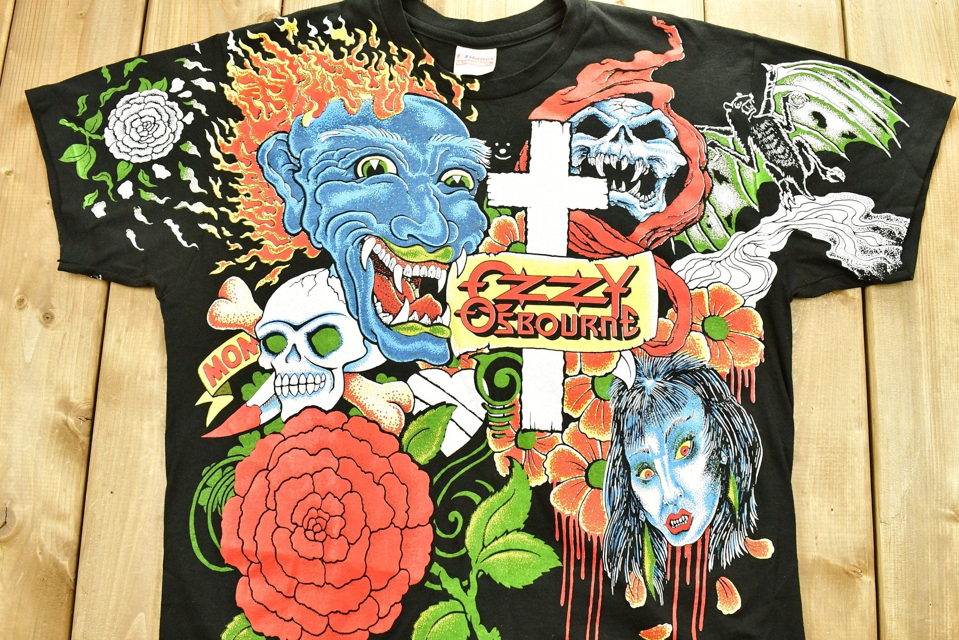 Vintage 1992 Ozzy Osbourne No More Tours T-Shirt All Over Print Band Men's Large from propervintagecanada