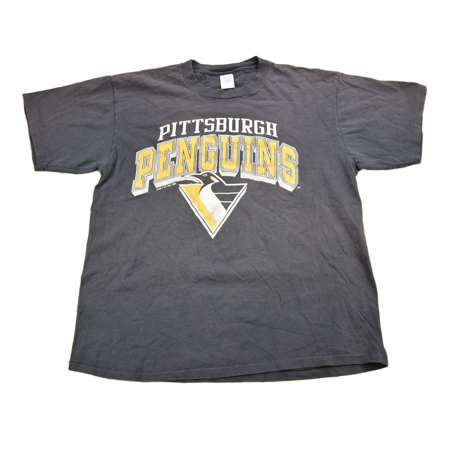 Vintage 1992 Pittsburgh Penguins NHL Graphic Logo 7 T-Shirt Men's XL from propervintagecanada