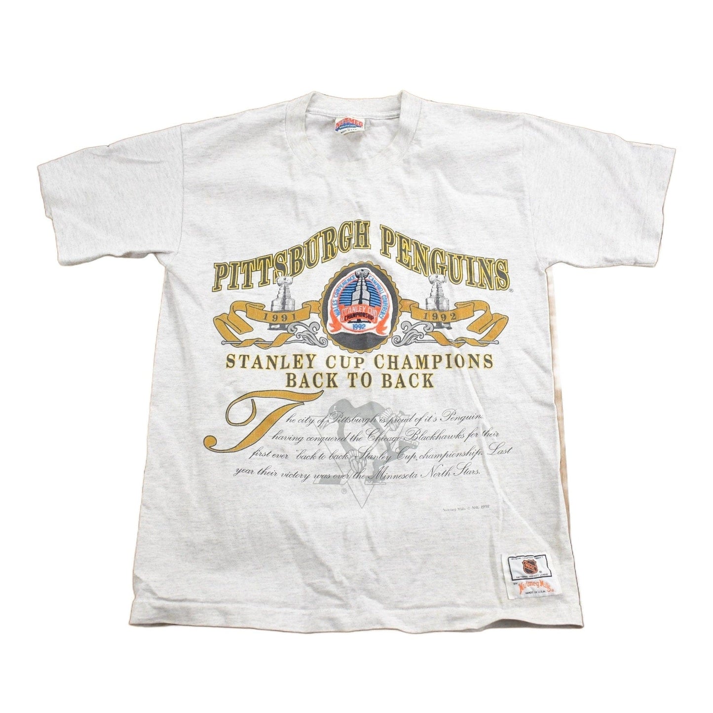 Vintage 1992 Pittsburgh Penguins NHL Stanley Cup T-Shirt Men's S from propervintagecanada