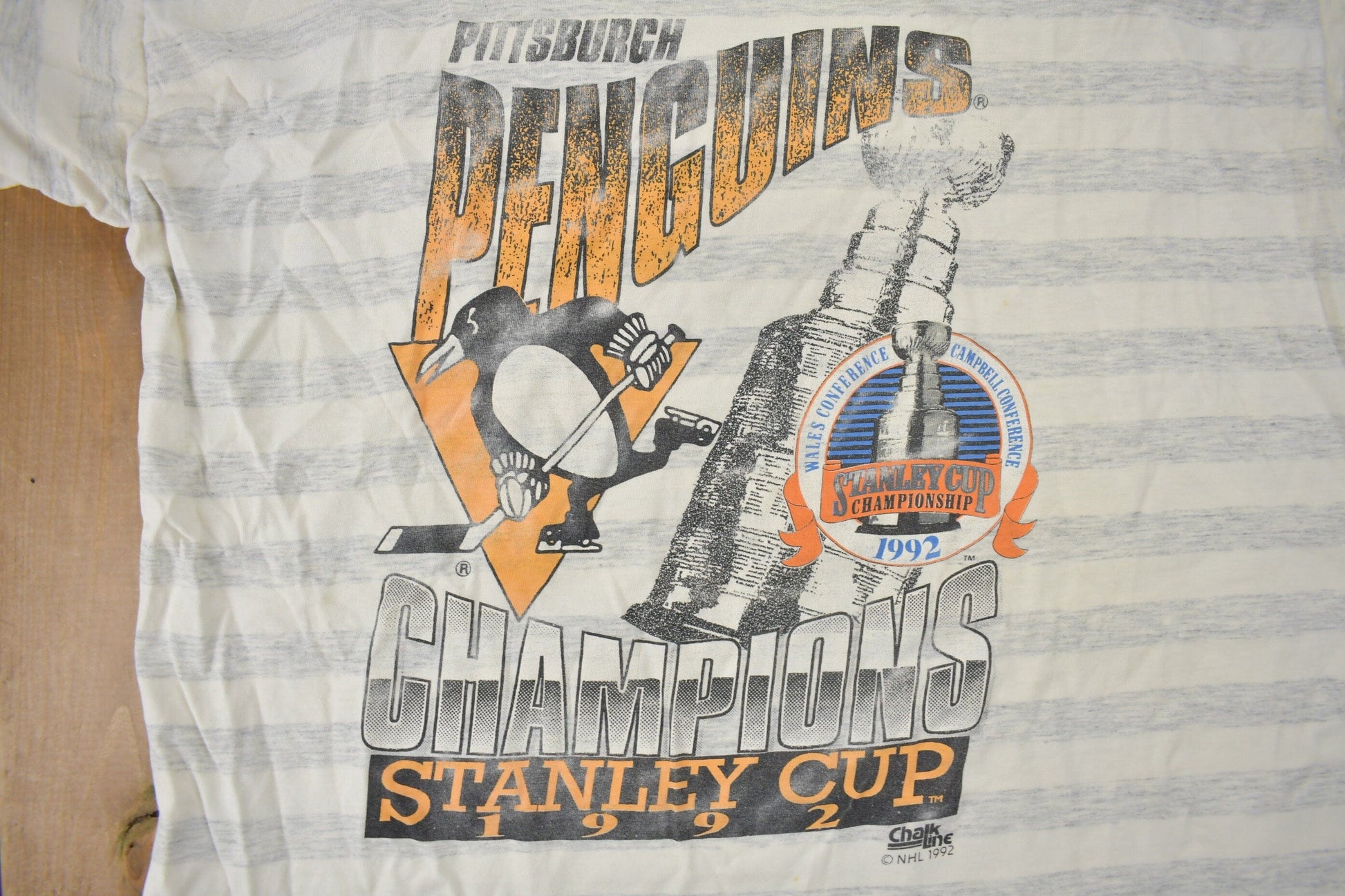 Vintage 1992 Pittsburgh Penguins NHL Stanley Cup T-Shirt Men's XL from propervintagecanada