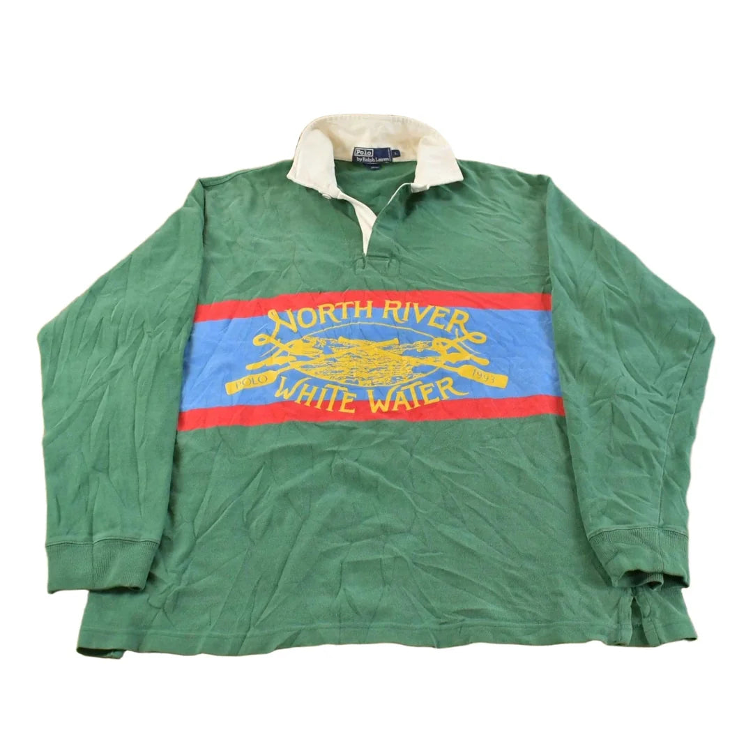 Vintage 1992 Polo Ralph Lauren North River White Water Rafting Rugby Shirt Men's L from propervintagecanada