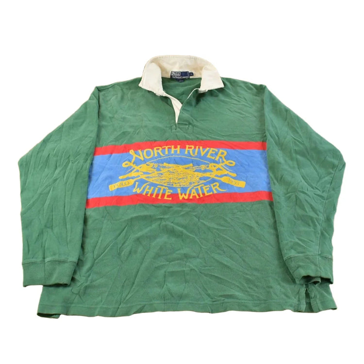 Vintage 1992 Polo Ralph Lauren North River White Water Rafting Rugby Shirt Men's L from propervintagecanada