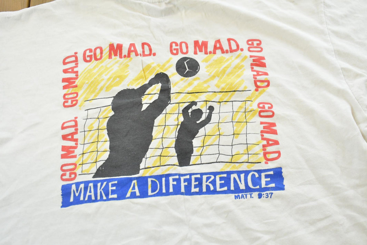 Vintage 1992 Religious Cross Fire Volleyball Christianity Jesus T-Shirt Mens L from propervintagecanada