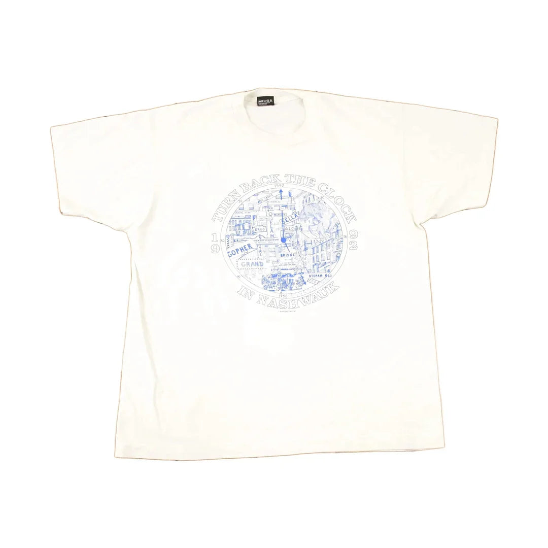 Vintage 1992 Screen Stars Best Turn Back The Clock In Nashwauk Souvenir T-Shirt Men's L from propervintagecanada